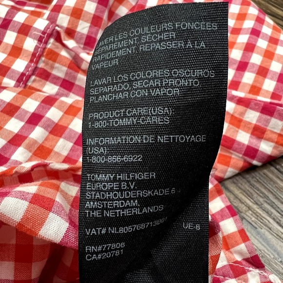 Tommy Hilfiger Orange, Pink + White Long Sleeve Plaid Button Down Shirt Size XXL - Picture 9 of 11